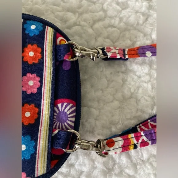 Stephanie Dawn small floral crossbody bag/purse, navy with colorful flowers - Picture 7 of 8